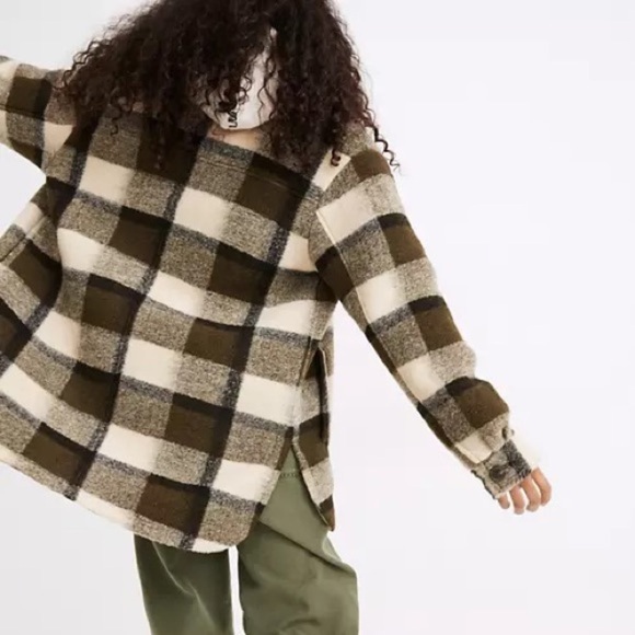 Madewell Shirt-Jacket Belrose Shacket Fuzzy Check Fall Maran Plaid XXS EUC - Picture 11 of 14